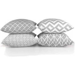 TINOR Ensemble De 4 Housses De Coussin Carré Double Face, 45 Cm Longueur X 45 Cm Largeur, Gris -France Coussin et housse de coussin Soldes Boutique 46256565 3