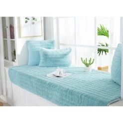 HANBING Coussin De Balcon De Rebord De Fenêtre, Couverture Universelle De Baie Vitrée Pour Toutes Les Saisons, Coussin En Peluche Pour La Décoration De Chambre(Bleu Lac, 90*120) -France Coussin et housse de coussin Soldes Boutique 47163061 4