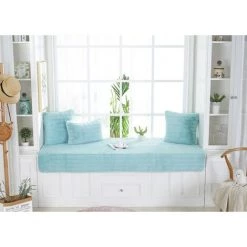 HANBING Coussin De Balcon De Rebord De Fenêtre, Couverture Universelle De Baie Vitrée Pour Toutes Les Saisons, Coussin En Peluche Pour La Décoration De Chambre(Bleu Lac, 90*120) -France Coussin et housse de coussin Soldes Boutique 47163061 5