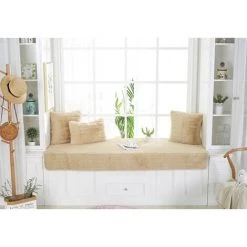 HANBING Coussin De Balcon De Rebord De Fenêtre, Couverture Universelle De Baie Vitrée Pour Toutes Les Saisons, Coussin En Peluche Pour La Décoration De Chambre(Chameau, 60*150) -France Coussin et housse de coussin Soldes Boutique 47163065 4