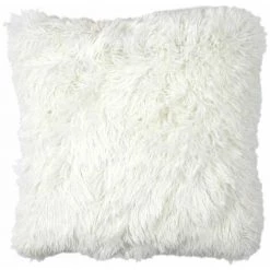 Paris Prix - Coussin Déco à Poils Longs "brat" 40x40cm Ivoire