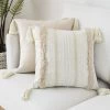 Housses De Coussin Modernes Triomphe 2 Pièces- Simples Et Géométriques - Tricotées - Décoratives - Beige - Pour Canapé Et Salon 45*45cm