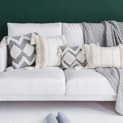 Housses De Coussin Modernes Triomphe 2 Pièces- Simples Et Géométriques - Tricotées - Décoratives - Beige - Pour Canapé Et Salon 45*45cm 3 Housses De Coussin Modernes Triomphe 2 Pièces- Simples Et Géométriques - Tricotées - Décoratives - Beige - Pour Canapé Et Salon 45*45cm – Image 3