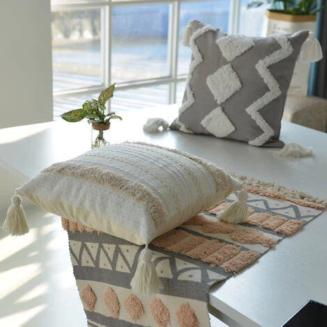 Housses De Coussin Modernes Triomphe 2 Pièces- Simples Et Géométriques - Tricotées - Décoratives - Beige - Pour Canapé Et Salon 45*45cm 4 Housses De Coussin Modernes Triomphe 2 Pièces- Simples Et Géométriques - Tricotées - Décoratives - Beige - Pour Canapé Et Salon 45*45cm – Image 4