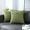Housse De Coussin Triomphe Lot De 2 45x45cm Décoratif Ferme Bouton Triple Taie D'oreiller Decoration Maison Salon Chambre Pour Canapé Auto Chaise(vert）