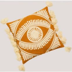 Coussin Carré En Coton (45x45 Cm) Osvid Elegance SKLUM Coton - Orange Safran