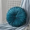 ELLE Coussin Rond, Coussin Décoratif Velours Coussin Plissé En Citrouille 35cm Tatami Coussin De Sol Rond Pour La Maison Jardin Extérieur Décor De Patio Voiture(Bleu Foncé)