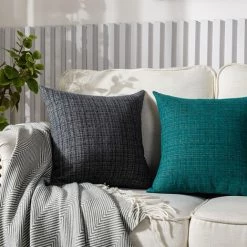 GroupM Taie D'oreiller De Couleur Unie à Rayures Chenille Taie D'oreiller Pour Canapé Salon (gris, 40*40cm) -France Coussin et housse de coussin Soldes Boutique 47811499 5