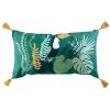 Paris Prix - Coussin à Pompons Imprimé "brazilia" 30x50cm Vert & Jaune