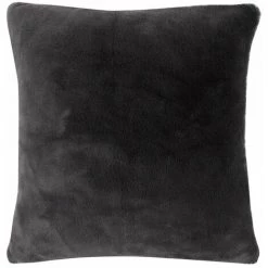 RIDEAUDISCOUNT Housse De Coussin 45 X 45 Cm Déhoussable Face Avant Polaire Aspect Fourrure Toucher Doux Gris - Gris