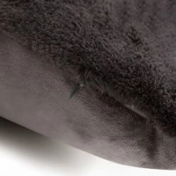 RIDEAUDISCOUNT Housse De Coussin 45 X 45 Cm Déhoussable Face Avant Polaire Aspect Fourrure Toucher Doux Gris - Gris -France Coussin et housse de coussin Soldes Boutique 47894144 5