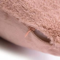 RIDEAUDISCOUNT Housse De Coussin 45 X 45 Cm Déhoussable Face Avant Polaire Aspect Fourrure Toucher Doux Rose - Rose -France Coussin et housse de coussin Soldes Boutique 47894145 5