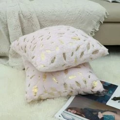 Housse De Coussin Peluches Avec Plumes Motifs, Dans La Chambre Taie D'oreiller Ultra Douce Pour Canapé Lit Décoration D’intérieur, Ensemble N’inclut Pas Le Noyau D’oreiller 45x45cm Fontainebleau 2Pcs Blanc -France Coussin et housse de coussin Soldes Boutique 48221859 3