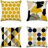 Housse De Coussin Plante Feuilles Géométrique Motif Taie D'oreiller Pour Canapé Maison Salon Chambre Décoration D'intérieur, Ensemble N’inclut Pas Le Noyau D’oreiller 45x45cm Fontainebleau 4Pcs