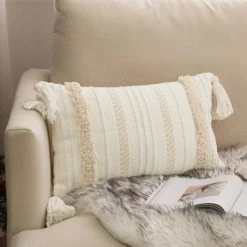 Housses De Coussin Modernes Simples Et Géométriques Tricotées - Décoratives Pour Canapé Et Salon 30*50CM Fontainebleau Beige