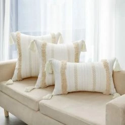 Housses De Coussin Modernes Simples Et Géométriques Tricotées - Décoratives Pour Canapé Et Salon 30*50CM Fontainebleau Beige -France Coussin et housse de coussin Soldes Boutique 48221868 5