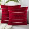 Housses De Coussin En Velours Coussins De Canapé Décoratifs Carrés à Rayures Douces Et Confortables Taies D'oreiller Avec Fermeture à Glissière Invisible 45cm*45cm Fontainebleau Rouge