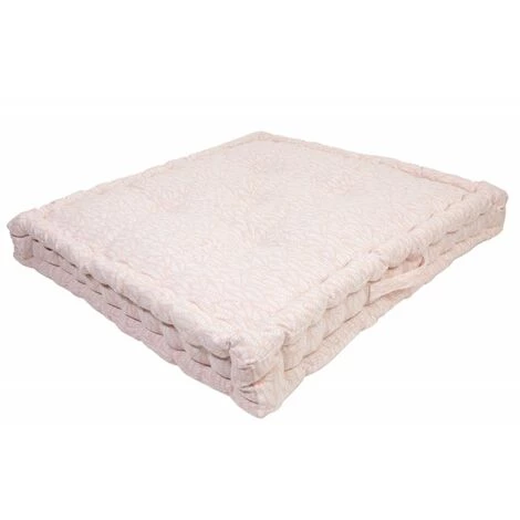 RIDEAUDISCOUNT Coussin De Sol 100% Coton 60 X 60 X 8 Cm Non Déhoussable Avec Poignée Et Surpiqûre Motif Feuillage Imprimé Rose - Rose 5 RIDEAUDISCOUNT Coussin De Sol 100% Coton 60 X 60 X 8 Cm Non Déhoussable Avec Poignée Et Surpiqûre Motif Feuillage Imprimé Rose - Rose – Image 5