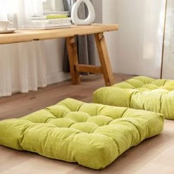 GroupM Tapis Futon Tatami En Velours Côtelé, Peluche épaississante Pour Agrandir Le Sol Coussin Baie Vitrée, Coussin Yoga Balcon Pour De Belles Fesses (velours Carré-vert) -France Coussin et housse de coussin Soldes Boutique 49282872 3