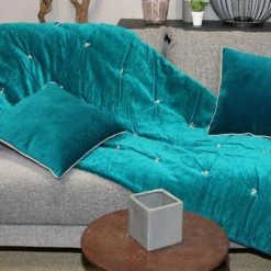 SUD ETOFFE Sud étoffe - Coussin JAIPUR Emeraude 45x45 Cm - Bleu