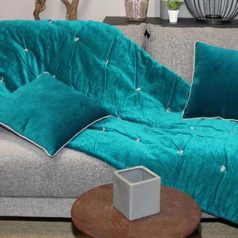 SUD ETOFFE Sud étoffe - Coussin JAIPUR Emeraude 45x45 Cm - Bleu 1 SUD ETOFFE Sud étoffe - Coussin JAIPUR Emeraude 45x45 Cm - Bleu