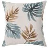 LOLAHOME Coussin Feuille Bleu Exotique Polyester 45x45 Cm