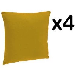 Lot De 4 Coussins Déhoussables Coloris Ocre - Dim : 38 X 38 Cm - PEGANE -