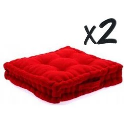 Lot De 2 Coussins De Sol En Coton Bordeaux, 40 X 40 X H8 Cm -PEGANE-