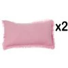 Lot De 2 Coussins à Volants En Coton Et Polyester Coloris Rose - Dim : L50 X L30 Cm - PEGANE -