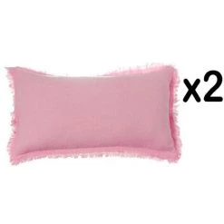 Lot De 2 Coussins à Volants En Coton Et Polyester Coloris Rose - Dim : L50 X L30 Cm - PEGANE -