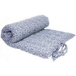 RIDEAUDISCOUNT Matelas De Sol Coussin Palette 100% Coton 120 X 60 X 5 Cm Avec Nouettes Motif Feuillage Imprimé Bleu - Bleu