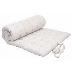 RIDEAUDISCOUNT Matelas De Sol Coussin Palette 100% Coton 120 X 60 X 5 Cm Avec Nouettes Motif Feuillage Imprimé Ecru - Ecru