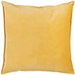 LOLA HOME Coussin Uni Avec Bordure En Velours Jaune Et Coton 60x60 Cm