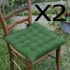 Lot De 2 Assises Matelassées Coloris Vert - 38 X 38 Cm -PEGANE-