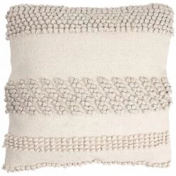 RIDEAUDISCOUNT Housse De Coussin 40 X 40 Cm Déhoussable Tissage Artisanal Petites Boules Toile Epaisse Beige - Ecru