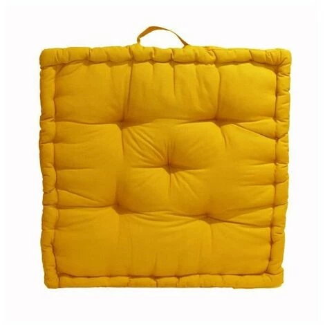 AUTRES Coussin De Sol Grand Format 100% Coton 60x60x15 Cm MOUTARDE 2 AUTRES Coussin De Sol Grand Format 100% Coton 60x60x15 Cm MOUTARDE – Image 2