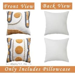 Orange Jaune Housses De Coussin 45x45cm Lot De 2,Triomphe Touffeté Carré Toile Boho Taie D'oreiller Coussins De Canapé Décoration Pour La Maison Canapé Chambre Salon Bureau -France Coussin et housse de coussin Soldes Boutique 50949616 3