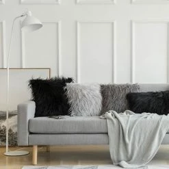 THSINDE Lot De 2 Taies D'oreiller, Oreillers Câlins, Coussins En Fourrure Moelleuse, Coussins De Canapé, Oreillers Décoratifs, Oreillers, Coussins De Canapé Aspect Fourrure, Housse De Coussin Pour Canapé, Salon 45 * 45 Cm, Gris Clair -France Coussin et housse de coussin Soldes Boutique 51032889 4