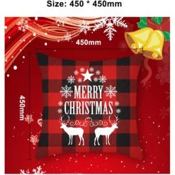 SUPERSELLER Taie D'oreiller Taie D'oreiller De Style De Noël Housse De Coussin à Carreaux Rouges Taie D'oreiller Carrée 450 * 450mm Décor De Canapé à La Maison, Style 3 -France Coussin et housse de coussin Soldes Boutique 51137530 3