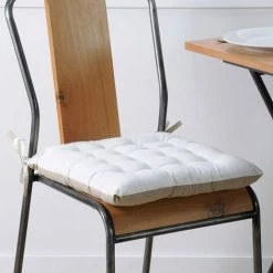 LOVELY CASA Lot De 4 Galettes De Chaise 16 Points 40x40 Duo écru Lin Coton - Blanc -France Coussin et housse de coussin Soldes Boutique 51209463 3
