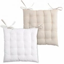 LOVELY CASA Lot De 4 Galettes De Chaise 16 Points 40x40 Duo écru Lin Coton - Blanc -France Coussin et housse de coussin Soldes Boutique 51209463 4