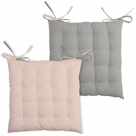 LOVELY CASA Lot De 4 Galettes De Chaise 16 Points 40x40 Duo Poudre Souris Coton - Rose 4 LOVELY CASA Lot De 4 Galettes De Chaise 16 Points 40x40 Duo Poudre Souris Coton - Rose – Image 4