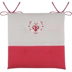 LOVELY CASA Lot De 4 Galettes De Chaise 4 Points 38x38 Pauline Rouge Coton - Rouge