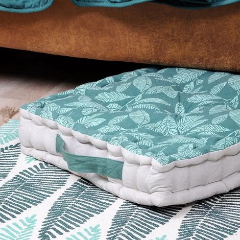 LOVELY CASA Coussin De Sol 45x45 Cm Nashi Céladon Coton - Bleu 3 LOVELY CASA Coussin De Sol 45x45 Cm Nashi Céladon Coton - Bleu – Image 3