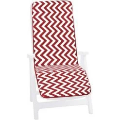 EMMEVI Coussin De Chaise De Jardin Pliant Douce Housse De Place Chaise Longue Motif à Rayures En Zigzag - Rouge