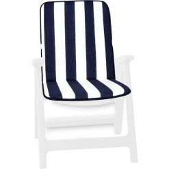 EMMEVI Coussin De Chaise De Jardin Pliant Douce Intérieur Extérieur Motif Rayé - Bleu