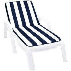EMMEVI Coussin De Transat Pliant Douce Housse De Place Chaise Longue Motif Rayé - Bleu