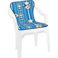 EMMEVI Coussin De Chaise De Jardin Pliant Douce Intérieur Extérieur Bar Dehor Motif Coquillages - Bleu