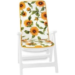 EMMEVI Coussin De Chaise De Jardin Pliant Douce Moderne Intérieur Extérieur Bar Dehor Motif Tournesols - Blanc