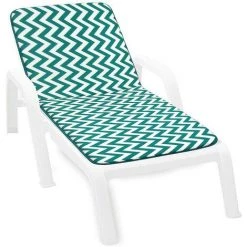 EMMEVI Coussin De Transat Pliant Douce Housse De Place Chaise Longue Motif à Rayures En Zigzag - Vert